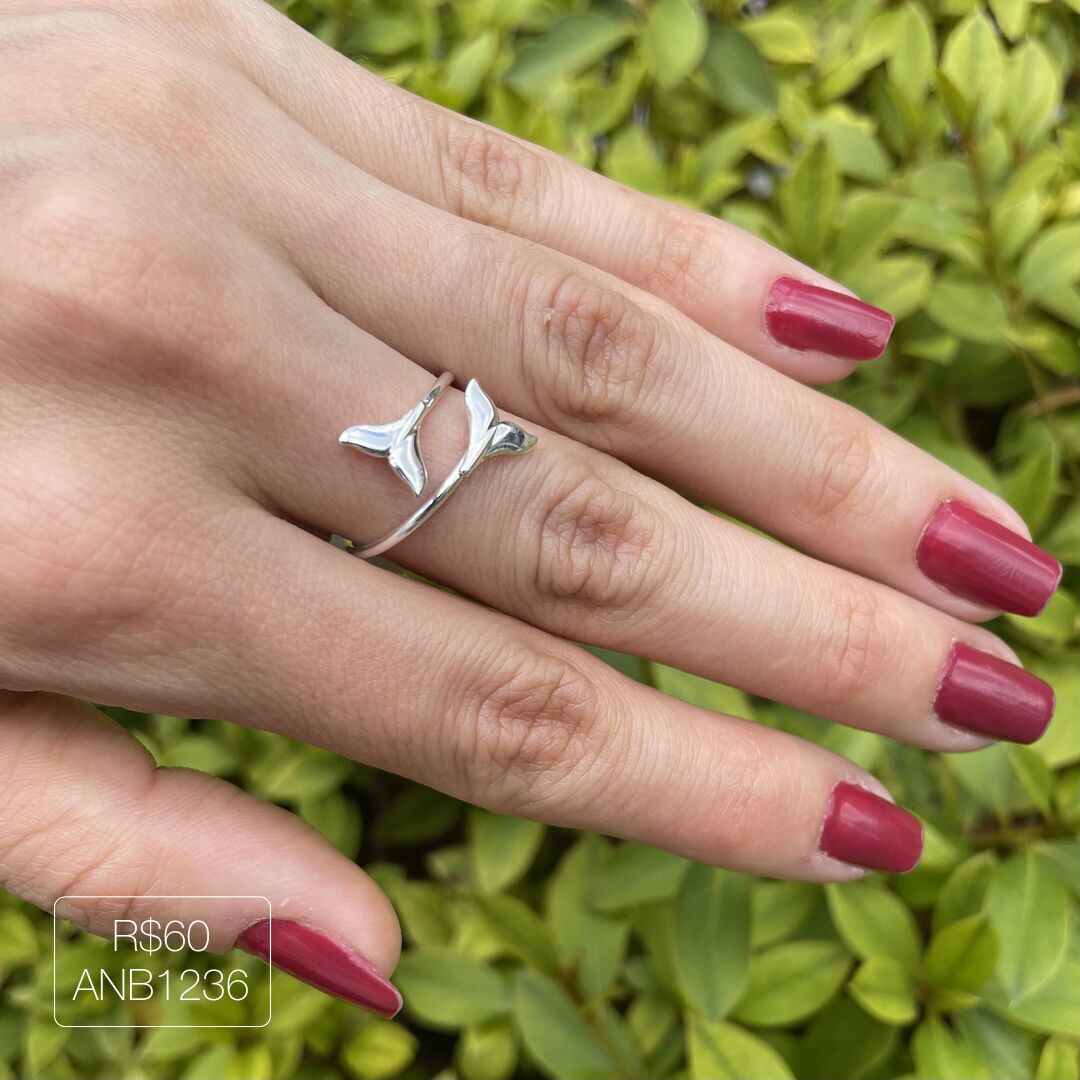 Anel Fio Barbatana Aberto Liso Prateado